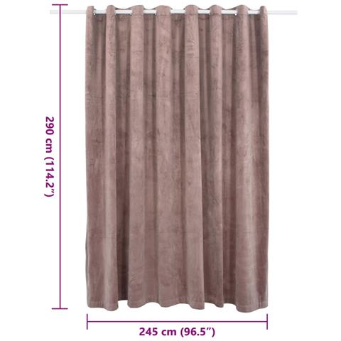 Tenda Oscurante Anelli In Metallo Velluto Rosa Antico 290x245cm - Foto 6