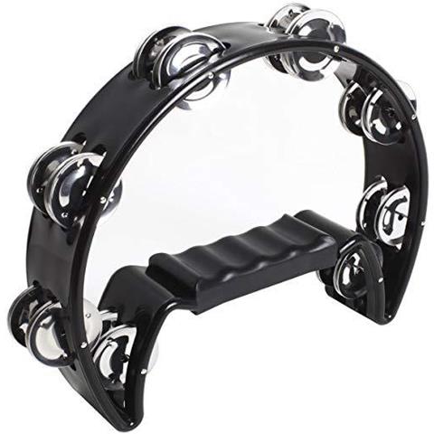 U6994 - Half Moon Mano Tamburello Doppia Spalla Mancante Tambourine - Musicisti Cantanti Corsi Di Musica Band - Nero - Foto 1