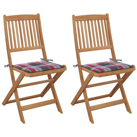 Sedie Da Giardino Pieghevoli 2 Pz Con Cuscini Massello Acacia - Foto 1