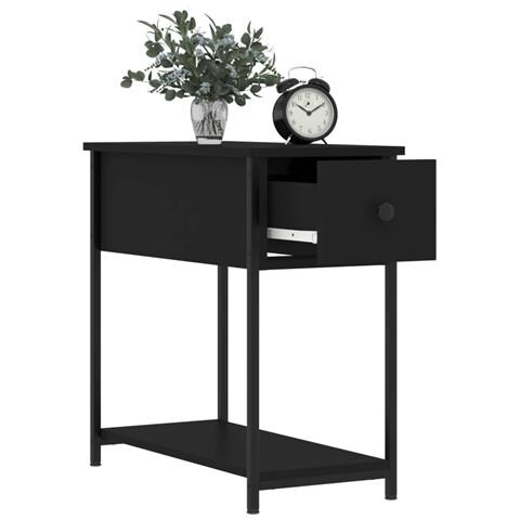 Comodino Nero 30x60x60 Cm In Legno Multistrato - Foto 2