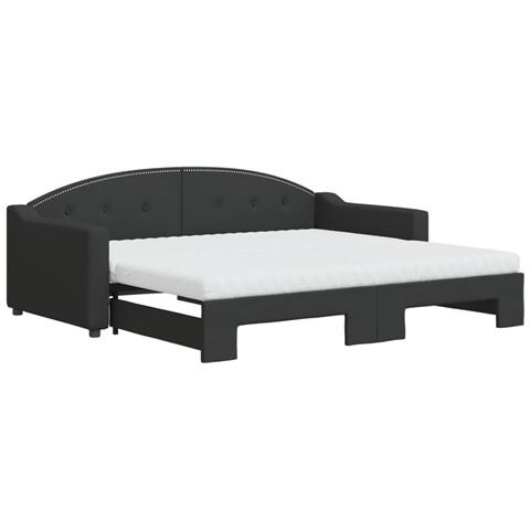 Divano Letto Estraibile Con Materassi Nero 90x190 Cm In Tessuto - Foto 1