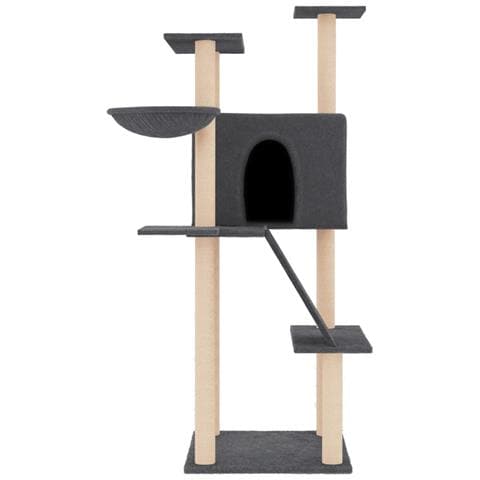 Albero Per Gatti Con Tiragraffi In Sisal Grigio Scuro 143 Cm - Foto 2