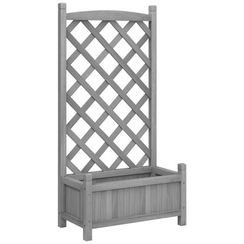 Fioriera con Traliccio Grigia in Legno Massello di Abete Dimensioni: 55 x 29,5 x 110 cm - Foto 1