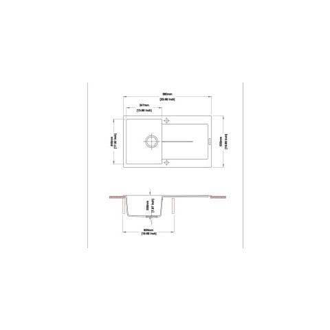 Lavello Enigma D100 1 Vasche Dimensioni 86 x 50 cm Resina Beige - Foto 3
