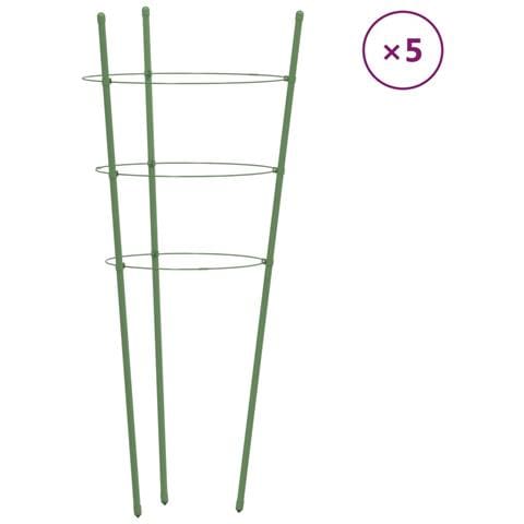 Supporti Piante Da Giardino Con 3 Anelli 5pz Verde 45cm Acciaio - Foto 2