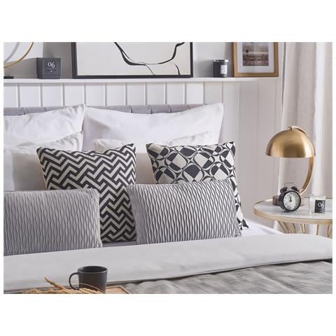 Set Di 2 Cuscini Motari Velluto 30 X 50 Cm Grigio Trama Geometrica - Foto 1