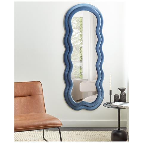 Specchio Da Parete Velluto Blu 57 X 160 Cm Lacs - Foto 1