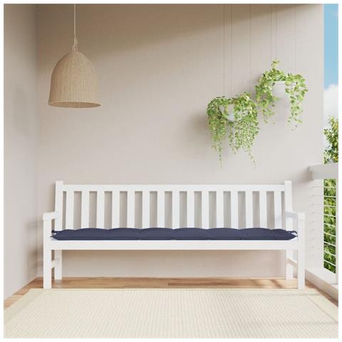 Cuscino Panca Giardino Blu Marino 200x50x7 Cm In Tessuto Oxford - Foto 1
