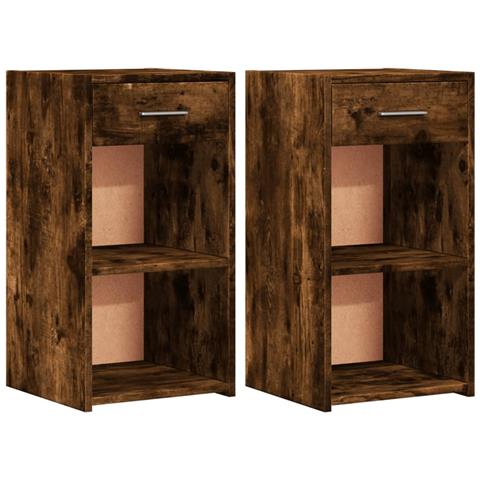 Comodini 2 Pz Rovere Fumo 35x34x65 Cm In Legno Multistrato - Foto 2