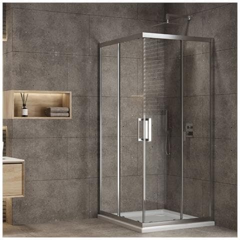 Box Doccia Angolo Apertura Ante Scorrevoli Dafne Vetro Temperato Spessore 6 Mm *** Misure : 77-79x97-99xh195 Cm Trasparente - Foto 1