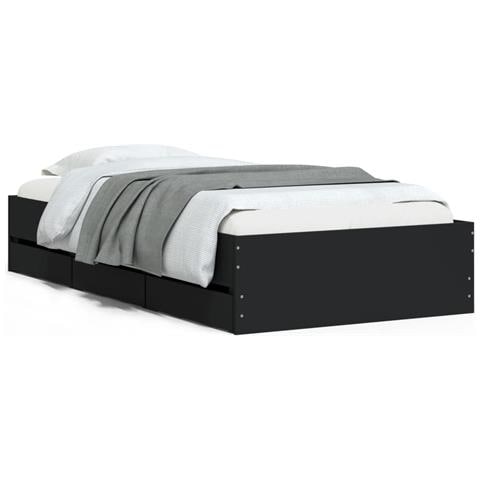 Giroletto Con Cassetti Nero 75x190 Cm In Legno Multistrato - Foto 2