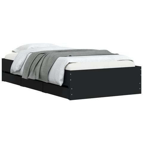 Giroletto Con Cassetti Nero 75x190 Cm In Legno Multistrato - Foto 3