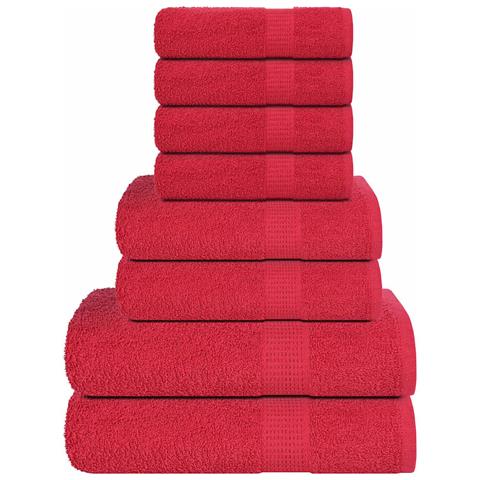 Set Asciugamani 8 Pz Rossi 360 Gsm 100% Cotone - Foto 1