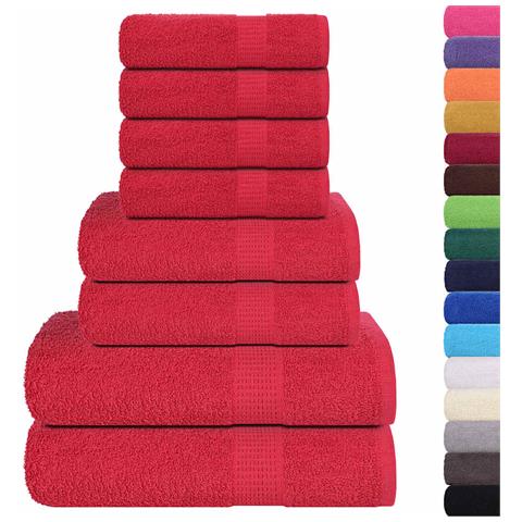 Set Asciugamani 8 Pz Rossi 360 Gsm 100% Cotone - Foto 2
