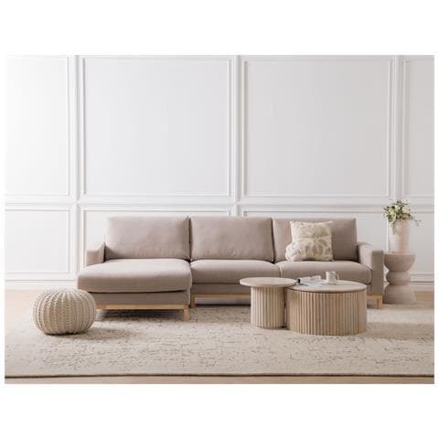 Divano Angolare 4 Posti Siggard Tessuto Tortora Lato Destro - Foto 1