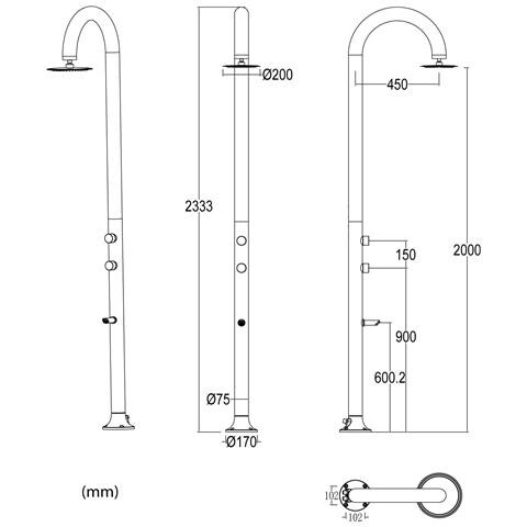 Luna Alu Grigia Led Doccia In Alluminio Doppio Attacco Dacqua Con Soffione Iswitch Led Grigio - Foto 5