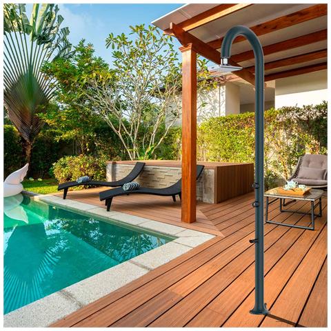 Luna Alu Grigia Led Doccia In Alluminio Doppio Attacco Dacqua Con Soffione Iswitch Led Grigio - Foto 1