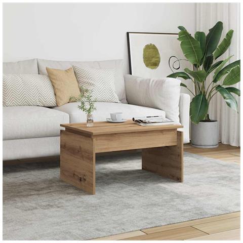 Tavolino Da Salotto Rovere Artigianale 68x50x38cm In Truciolato - Foto 1