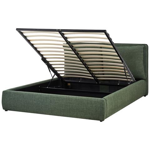 Letto Contenitore Tessuto Bajonna 160 X 200 Cm Verde Scuro - Foto 2