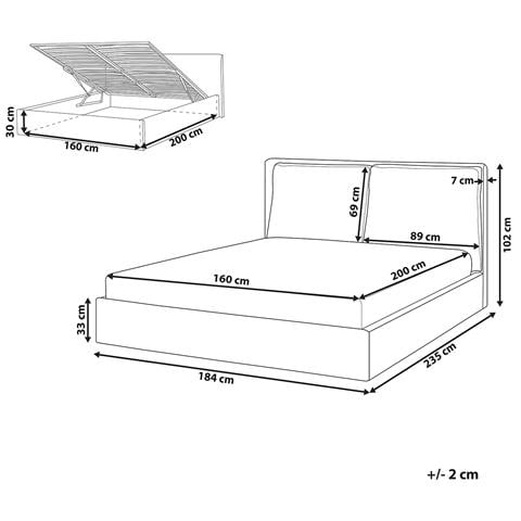 Letto Contenitore Tessuto Bajonna 160 X 200 Cm Verde Scuro - Foto 8