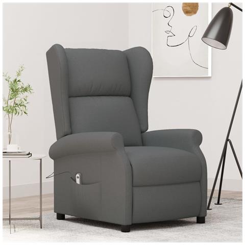 Lusso Casadino -  Poltrona Ad Ala Reclinabile Elettrica Grigio Scuro In Tessuto - Foto 8