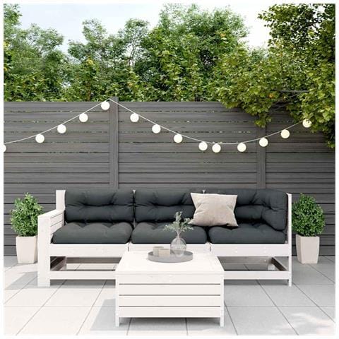 Lusso Casadino - Set Salotto Giardino 4pz Con Cuscini Bianco Legno Massello Pino - Foto 2