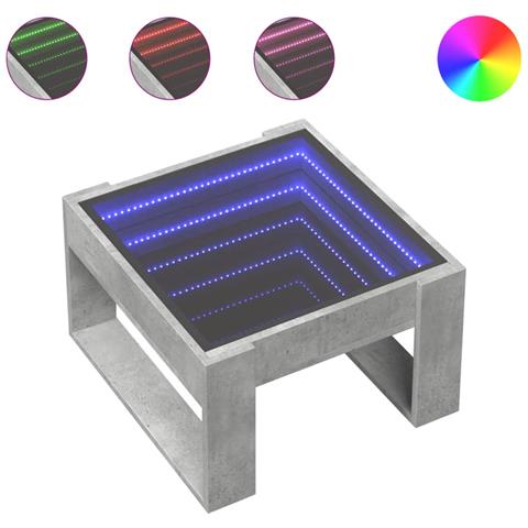 Tavolino Salotto Con Led Infinity Grigio Cemento 50x53x30 Cm - Foto 1