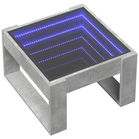 Tavolino Salotto Con Led Infinity Grigio Cemento 50x53x30 Cm - Foto 2