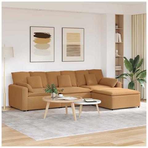 Divano Modulare con Poggiapiedi e Cuscini Beige - Foto 2
