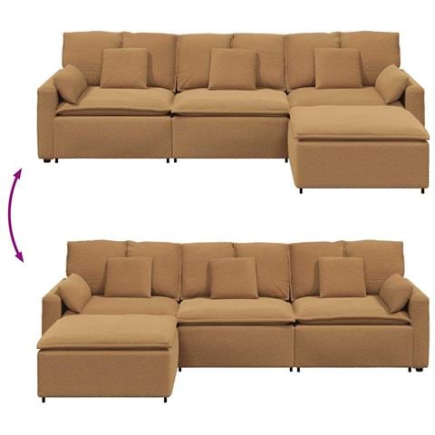 Divano Modulare con Poggiapiedi e Cuscini Beige - Foto 9