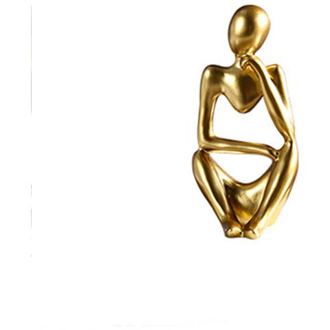 Statua Del Pensatore Astratto - Decorazione Per La Casa In Resina Gold - Foto 1
