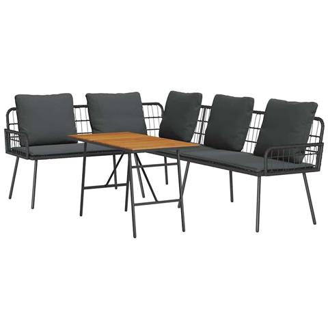 Set Divano da Giardino 2 Pezzi con Cuscini Nero Polyrattan - Foto 1