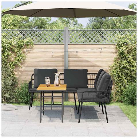 Set Divano da Giardino 2 Pezzi con Cuscini Nero Polyrattan - Foto 2