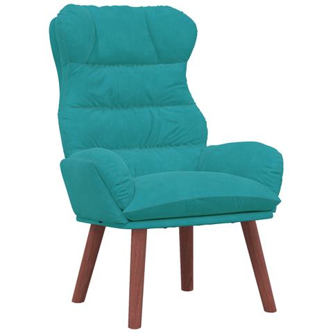 Poltrona Rilassante in Velluto Turchese - Foto 1