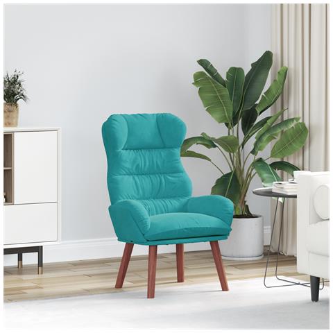 Poltrona Rilassante in Velluto Turchese - Foto 2