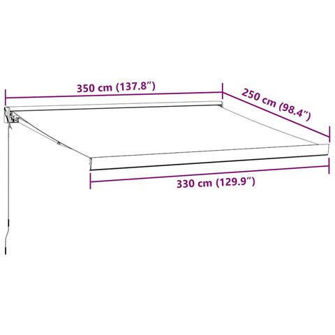 Tenda Retrattile Antracite e Bianca 3,5x2,5m Tessuto/Alluminio - Foto 9