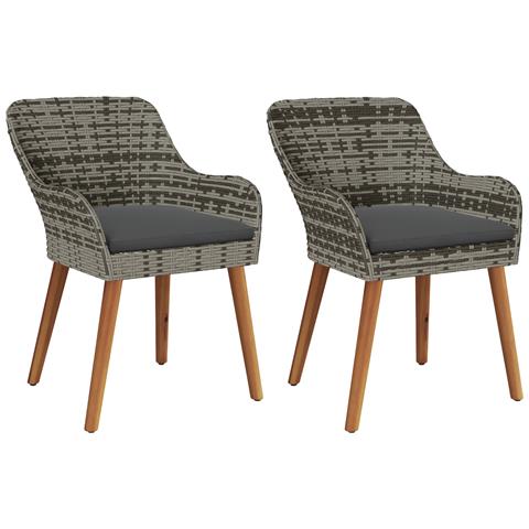 Poltrone da giardino con cuscini 2 pz Grigio in polirattan - Foto 1