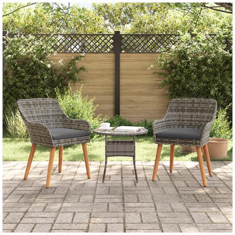 Poltrone da giardino con cuscini 2 pz Grigio in polirattan - Foto 2