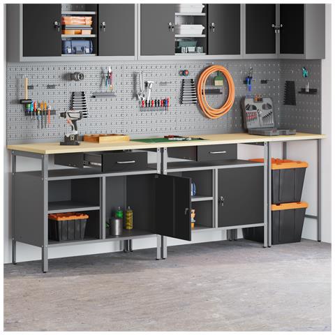 Set di Panchine da Lavoro in Acciaio Rosso - Foto 2