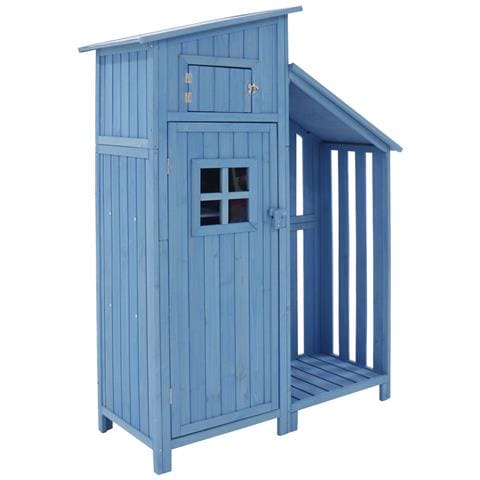 Armadio Da Giardino Casetta Da Giardino Armadio Da Giardino, Lxpxa:124x46x174cm, Adatto Per Piccoli Giardini, Blu, (capanna Di Legno, 1 Pz., Casetta Da Giardino) - Foto 4