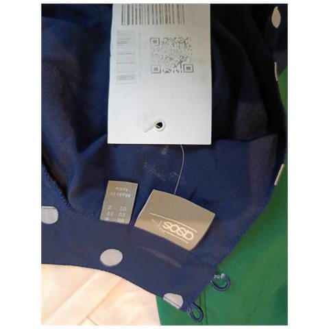 Abito Al Ginocchio Elegante Comodo Blu Navy A Pois Bianchi 34 - Foto 5