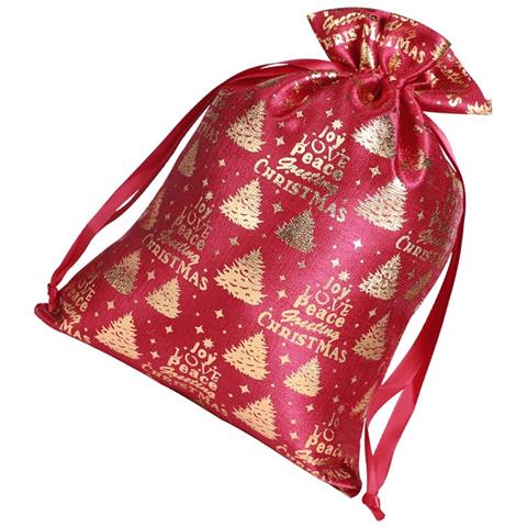 Sacchetti Natalizi In Cotone Con Coulisse 20x30cm (confezione Da 2) - Sacchetti Regalo Festivi Stampati In Oro - Foto 2