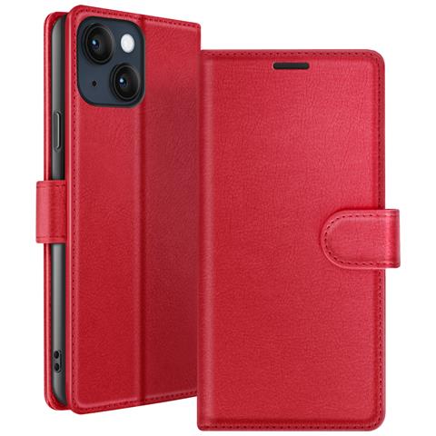 Custodia A Portafoglio Per Iphone 14 Plus Con Supporto E Linguetta Magnetica, Rosso - Foto 1