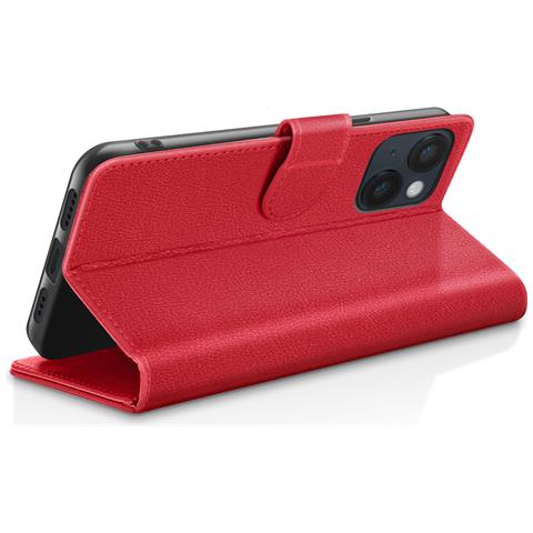 Custodia A Portafoglio Per Iphone 14 Plus Con Supporto E Linguetta Magnetica, Rosso - Foto 5