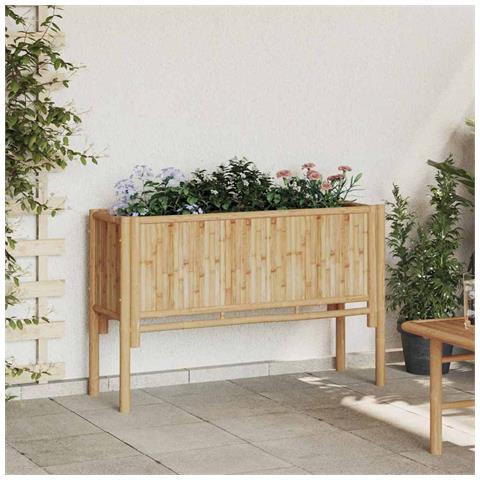 Letto rialzato da giardino Marrone 110 x 35 x 70 cm Bambù - Foto 2