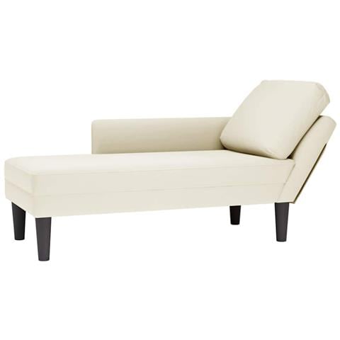 Sdraio con Cuscino e Bracciolo Destro in Velluto Crema - Foto 1