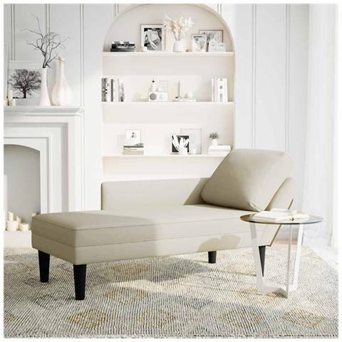 Sdraio con Cuscino e Bracciolo Destro in Velluto Crema - Foto 2