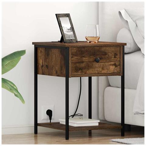 Armadio da Notte Rovere fumo 42 x 41 x 56 cm Legno multistrato - Foto 2