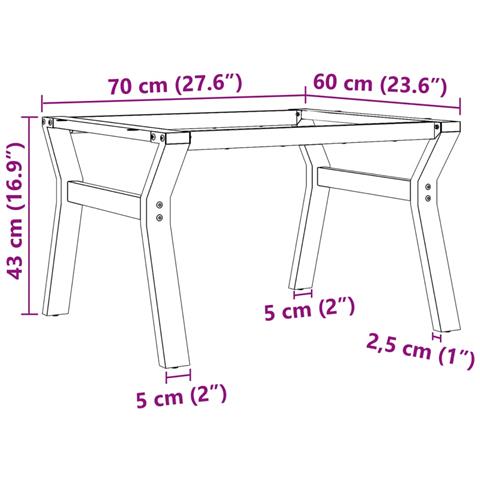 Telaio Gambe a Y per Tavolino da Salotto 70x60x43 cm in Acciaio - Foto 9