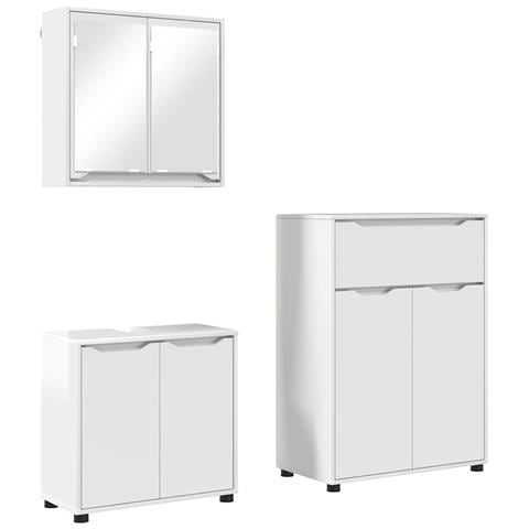 Set di mobili per il bagno con cassetto 3 pcs Bianco Lucido - Foto 1
